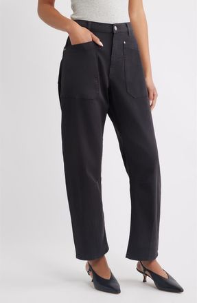 DL1961 Bilie Easy Barrel High Rise Twill Pants in Dark Cinder at Nordstrom, Size 27