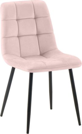 Clp Silla con patas de metal y asiento en Terciopelo Rosado