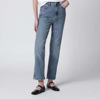 Anine Bing Jeans bootcut a vita alta in denim blu chiaro