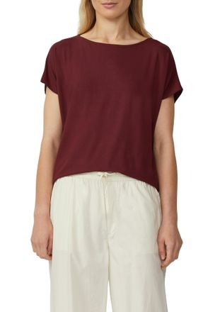 s.Oliver T-Shirt S.OLIVER, Damen, Gr. 34, dunkelrot, Jersey, Obermaterial: 95% Viskose, 5% Elasthan, regular fit taillenbedeckt, Rundhals, Shirts T-Shirt, mit 