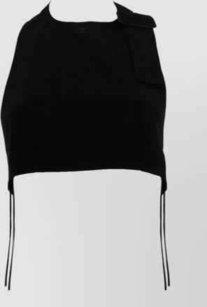 Courr&egrave;ges cropped top open back buckle straps