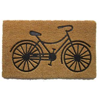 Imports Decor Embossed Bicycle Coir Door Mat, Vintage Bike Design Coconut Fiber Doormat with Non-Slip PVC Backing, Indoor Outdoor Entrance Rug