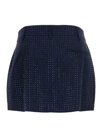 Pinko Sequin-Embellished Tech Fabric Skirt - Blue