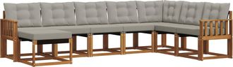 vidaXL Conjunto De Sof&aacute;s De Exterior 8 Uds. Gris Natural Y Claro Vidaxl