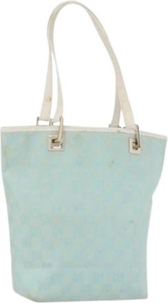 Gucci Pre-owned Canvas Tote Bag - Dames - Vintage Shopper - Blauw - ONE Size - Vintage