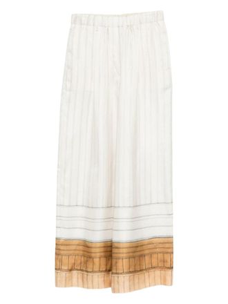 Alysi Wide Leg Pinstripes Silk Pants