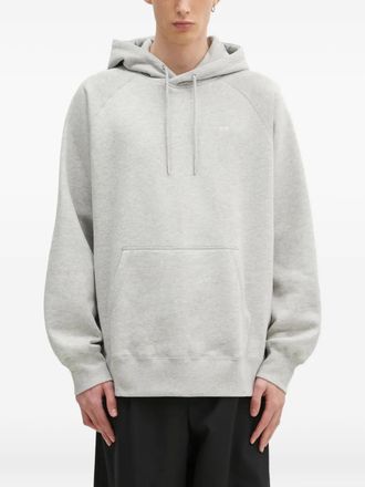 Wood Wood logo-detailed raglan-sleeve hoodie - Grey