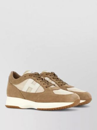 Hogan interactive suede fabric sneakers round toe