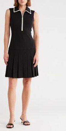 Calvin Klein Piped Sleeveless Tennis Dress in Black/White at Nordstrom Rack, Size 12