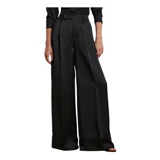 Ralph Lauren Wijde pantalon met plooien - Dames - Broeken - Zwart - Maat: 2XS Satijn