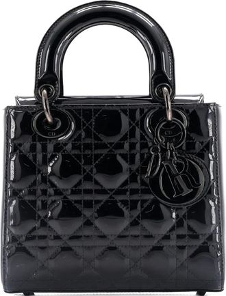 Dior Lady Dior Bag Cannage Quilt Patent Small satchel - Zwart