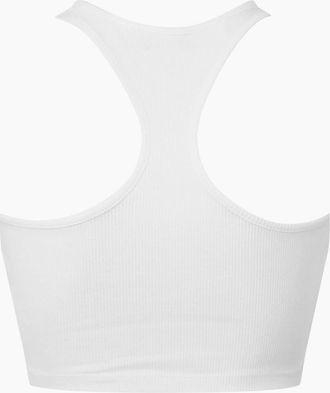 Off-white Womens Bling Halter Cropped Tank Top - White - Size: 14
