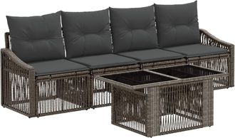 vidaXL Conjunto De Sof&aacute;s De Jard&iacute;n 5 Uds. Gris Y Gris Oscuro Vidaxl