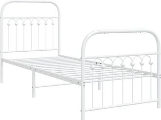 vidaXL Metal Bed Frame without Mattress with Footboard White 75x190cm Vidaxl