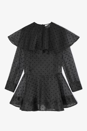 Ganni Black Organza Circle Collar Dress - Size 10/12