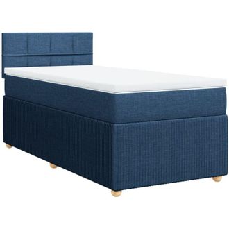 vidaXL Cama Box Spring Con Colch&oacute;n Tela Azul 80x200 Cm Vidaxl
