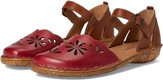 Josef Seibel Rosalie 04 Womens Flat Shoes Red/Camel : EU 41 (US Womens 10-10.5) M, Leather