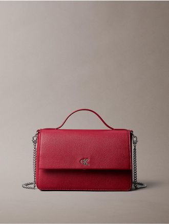 Calvin Klein Womens Minimal Monogram Flap Phone Crossbody Bag - Red