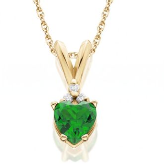 Pompeii3 Emerald & Diamond Heart Pendant Necklace in 14k White or Yellow Gold