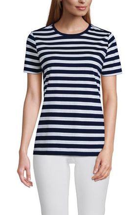 Lands End Supima Cotton Crewneck T-Shirt in Deep Sea/blue Multi Stripe at Nordstrom, Size X-Large