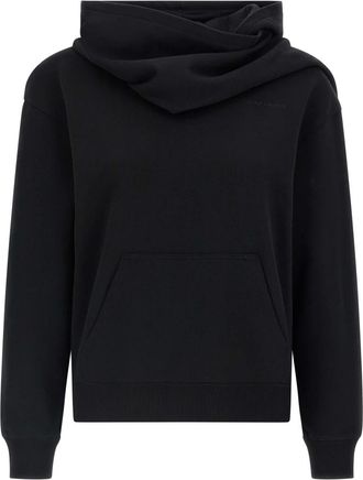 Courr&egrave;ges Scarf Embroidered Hoodie - Dames - Hoodies - Zwart - XS - Katoen - Hoodies & sweatvesten