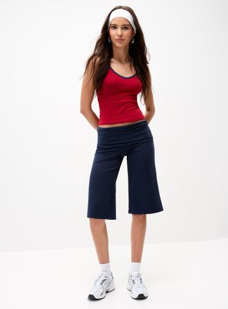 Twik Womens Foldover waist wide-leg capri