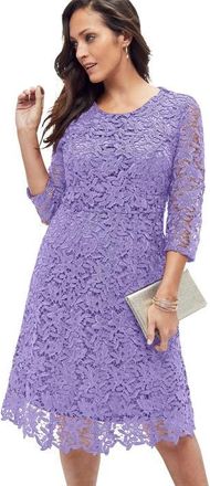 Jessica London Lace Fit & Flare Dress in Vintage Lavender at Nordstrom, Size 18