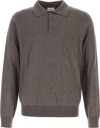 Saint Laurent Mens Grey Wool Polo Shirt - Size Large