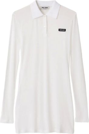 Miu Miu Abito corto in jersey a coste - Bianco