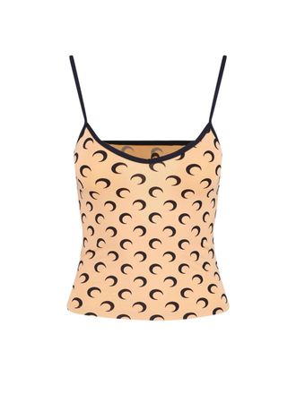 Marine Serre Beige Moon Pattern Fitted Tank Top
