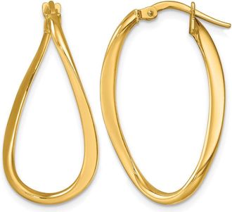 Diamond2Deal 14K Yellow Gold Polished and Twisted Oval Hoop Earrings