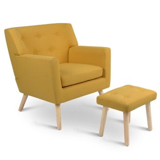 IDMarket Idmarket - Sill&oacute;n Escandinavo Liv Con Reposapi&eacute;s De Tela Amarilla