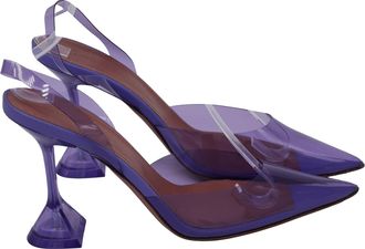 Amina Muaddi Amina Muadd Holli Glass Slingback Pumps in Purple PVC