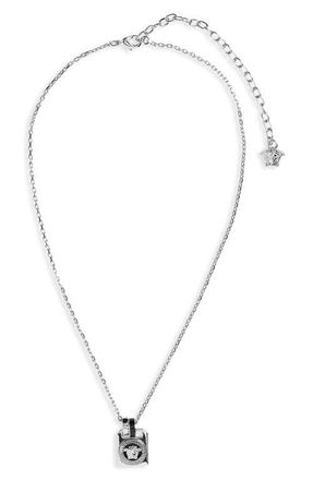 Versace Enamel Pendant Necklace in Palladium-Black at Nordstrom