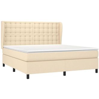 vidaXL Cama Box Spring Con Colch&oacute;n Tela Color Crema 160x200 Cm Vidaxl