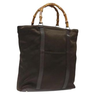 Gucci Pre-owned Tote Bags, female, Brown, Size: ONE SIZE Pre-owned Nylon Tote Bag