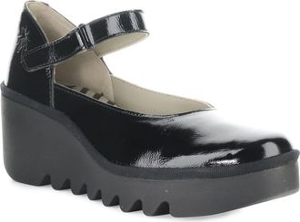 FLY London Bawo Platform Wedge Pump in Black Shiny at Nordstrom, Size 10-10.5Us