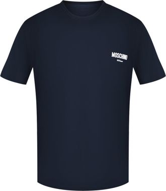 Moschino Mens Milano Logo Navy Blue T-shirt Cotton - Size 2XL
