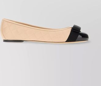 Ferragamo bow detail quilted leather ballerinas