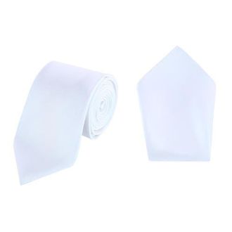 Trafalgar Store Sutton Solid Color Silk Necktie and Pocket Square Combo in White at Nordstrom