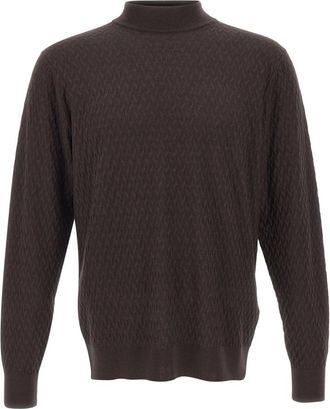 FILIPPO DE LAURENTIIS Trui met boothals - Heren - Coltruien - Bruin - 5XL - Wol - Truien & Vesten