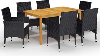 vidaXL Set De Comedor De Jard&iacute;n De 7 Piezas Negro Vidaxl