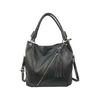 Generic Womens Leather Handbag Classic Leather Top-handle Bags Casual Hobo Bag-Shoulder Bag with Side Pockets, Shopping, Work, 2026 (Black,One Size)