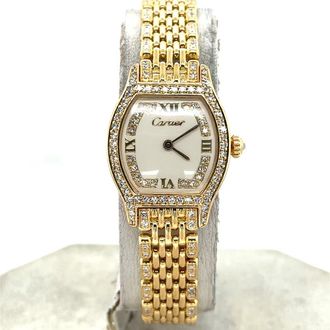 Cartier Pre-owned Cartier Tortue Diamond Beige Dial Ladies Watch