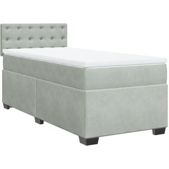 vidaXL Box Spring Bed with Mattress Light Grey 90x190 cm Velvet Vidaxl