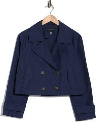 T Tahari Double Breasted Crop Trench in True Navy at Nordstrom Rack, Size X-Large