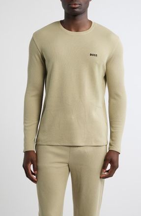 BOSS Long Sleeve Waffle Pajama T-Shirt in Light/pastel Green at Nordstrom, Size Xx-Large