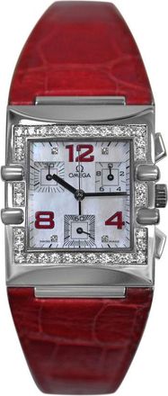 Omega Pre-owned Omega Constellation Quadra Chronograph Quartz Diamond White Dial Ladies Watch 1847.73.31