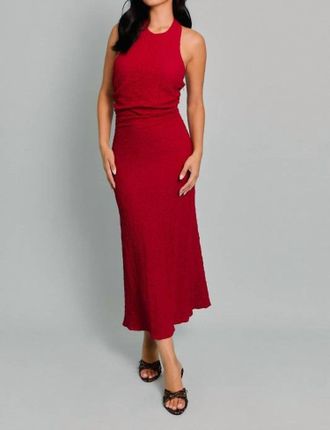 Le Lis Blanc Deux Halter Neck Midi Dress In Red