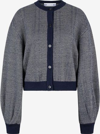 Jacob Cohen Fischgr&auml;t-Cardigan aus Schurwolle und Leinen